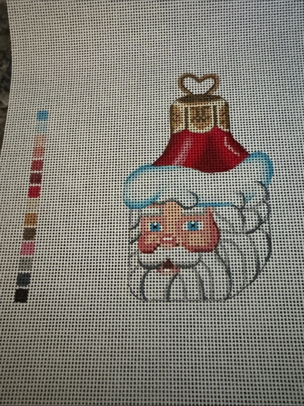 NEW CANVAS Holiday Santa Ornament Needlepoint Canvas - Red and White